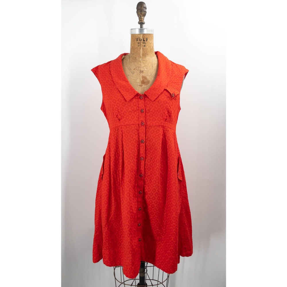 Anthropologie Red Textured Sleeveless Midi Dress